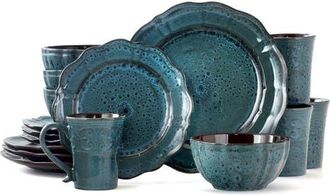 Elama Lavish 16 Piece Dinnerware set with Complete Setting for 4 in Blue at Nordstrom