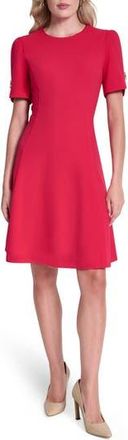 DKNY Button Trim Fit & Flare Midi Dress in Lipstick at Nordstrom Rack, Size 12