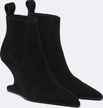 Rick Owens Cantilever suede wedge boots