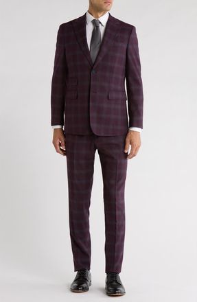 English Laundry Trim Fit Plaid Two-Piece Suit in Purple at Nordstrom Rack, Size 40 Regular