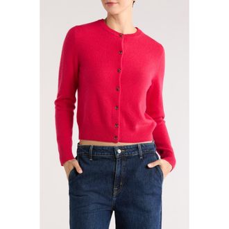 Nordstrom Crewneck Cashmere Cardigan in Pink Jazzberry at Nordstrom Rack, Size Xx-Small