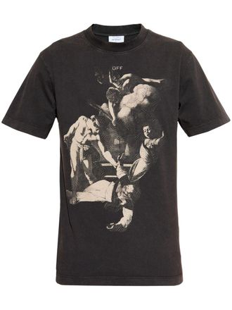 Off-white T-shirt met print - Zwart