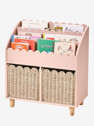 Vertbaudet Kleines Kinderzimmer B&uuml;cherregal FESTON mit 2 F&auml;chern rosa