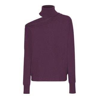 Federica Tosi Cashmere blend trui met een - Dames - Coltruien - Paars - M - Truien & Vesten