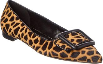 Manolo Blahnik Maysale Haircalf & Leather Flat