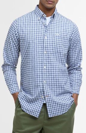 Barbour Kanehill Tailored Fit Gingham Button-Down Shirt in Navy at Nordstrom, Size Xx-Large