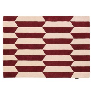 Nazar Rugs Alfombra lana tejida a mano gr&aacute;fica burdeos 160x230