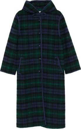 A.N.G.E.L.O. Vintage Cult 1970s checked hooded coat - women - Virgin Wool/Viscose - M - Blue