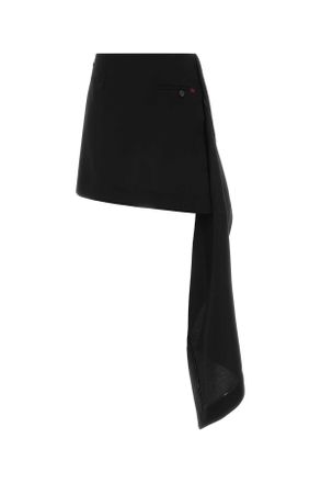 Loewe Womens Black Wool Mini Skirt Exterior: Gonne
