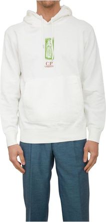 C.P. Company Stijlvolle Sweater voor Mannen en Vrouwen - Heren - Hoodies - Wit - S - Katoen - Hoodies & sweatvesten