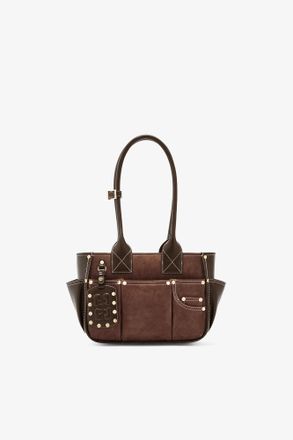 Ganni Brown Small Posy Bag in Suede