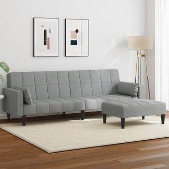 vidaXL Vidaxl - Sof&aacute; Cama De 2 Plazas Con Taburete Tela Gris Claro