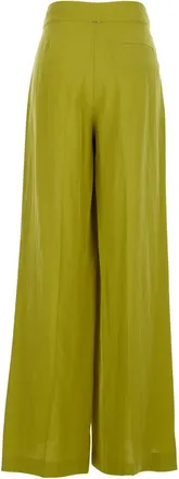 Twinset Womens Wide-Leg Trousers Green Lyocell