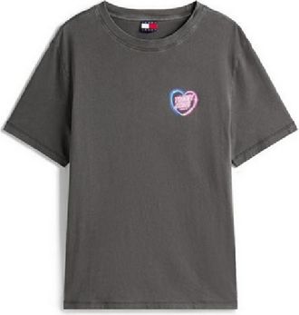 Tommy Jeans Dames Neon Hart Regular T-Shirt (Zwart)