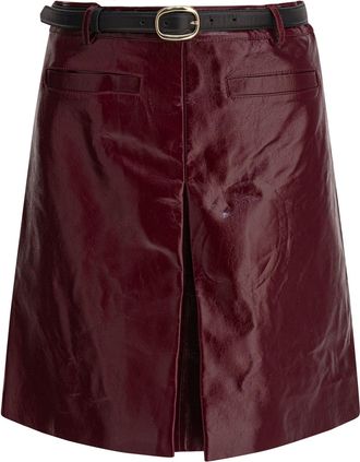 Self Portrait Leather Miniskirt Gonne Bordeaux-Donna
