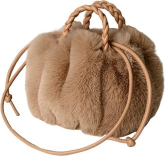 Generic Compatible For Womens Crossbody Pumpkin Plush Bag Cute Tote Bags Solid Color Handbag Travel Shoulder(Beige)