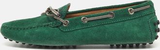 Tod's Tods Green Suede Gommino Bow Slip On Loafers