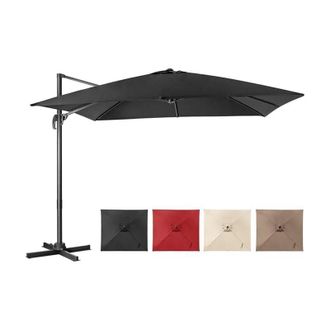 Costway Costway Sombrilla Terraza Exterior 3x3m Con Base Cruzada, Sombrilla Rectangular 3 Inclinaciones, Rotaci&oacute;n 360&deg;, Parasol Excentrico Grande Jardin Terra