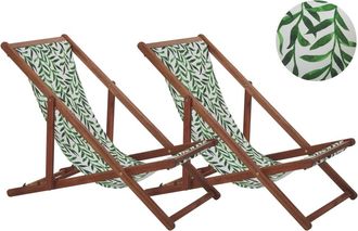 Beliani Tumbona de madera verde