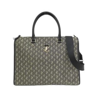 Jimmy Choo London Pre-owned Handbags, male, Multicolor, Size: ONE SIZE Pre-owned Webb Top-Handle JC Logo Jacquard Calf Handbag