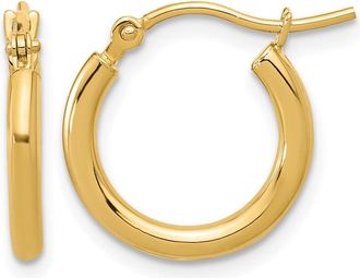 Diamond2Deal 14k Gold Polished 2x15mm Polished Hoop Earrings