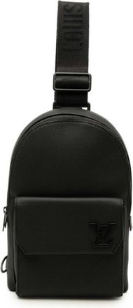 Louis Vuitton Black Leather Shoulder Bag Sling Bag (Pre-Owned)