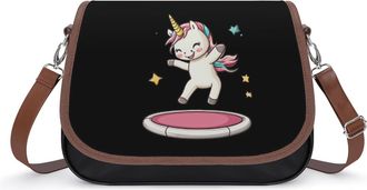 Generic Cute Unicorm Trampoline Leather Crossbody Bags for Women Messenger Handbag Purse Shoulder Bag