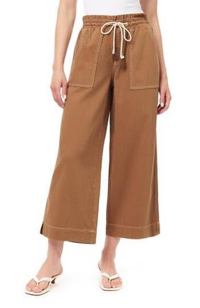 Kensie Trapunto Stitched Pocket Crop Wide Leg Pants in Acorn at Nordstrom Rack, Size X-Large