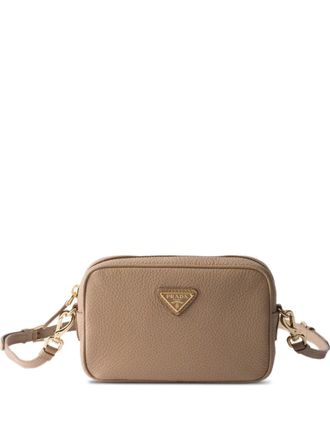 Prada mini zipper leather cross body bag - Neutrals