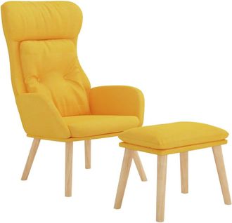vidaXL Sill&oacute;n De Relax Con Taburete Tela Amarillo Mostaza Vidaxl