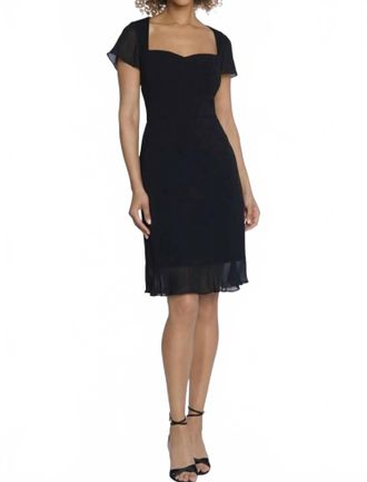 Maggy London Short Sleeve Sweetheart Ruffle Hem Cocktail Dress In Black