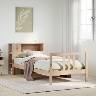 vidaXL Vidaxl - Cama Con Estanter&iacute;a Sin Colch&oacute;n Madera Maciza De Pino 90x190 Cm