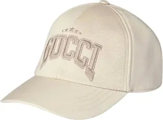 Gucci Caps, male, Beige, Size: M Wool Hat with Embroidery