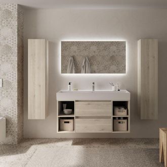 Cygnus Bath Mueble De Ba&ntilde;o Bequia Plus 120cm Natural Lavabo Veneto Porcelana 2h