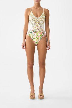 Camilla Scoop Neck One Piece W Cross Back Straps in The Call Of Catalonia at Nordstrom, Size X-Large Au