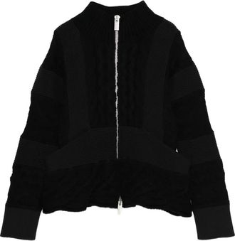 sacai Kabelgebreid vest met rits - Zwart