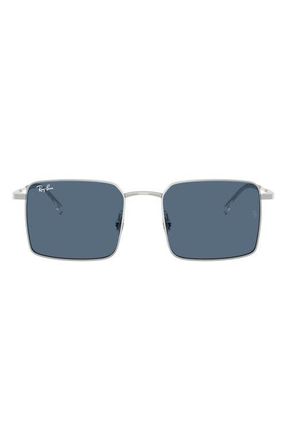 Ray-Ban Idan Bio-Based 50mm Square Sunglasses in Silver /Dark Blue at Nordstrom