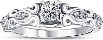 Pompeii3 1/2ct Vintage Diamond Engagement Ring 14K White Gold Size Selectable