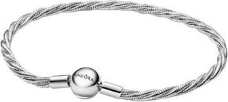 Pandora Ladies Round Pandora Clasp Twisted Snake Chain Bracelet, Size 20 cm