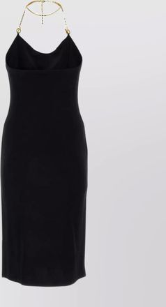 Bottega Veneta viscose midi halterneck chain-strap dress