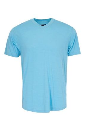 Lords of Harlech Victor Extra Fine Merino Wool V-neck Shirt in Teal at Nordstrom, Size Xx-Large