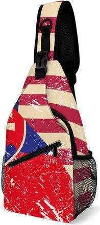 Generic U.S. And Slovenia Vintage Flag Unisex Shoulder Bags Casual Crossbody Chest Bag Sling Backpack for Hiking Cycling Travel