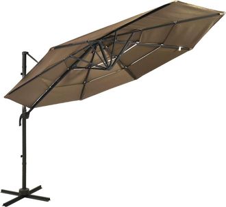 vidaXL Vidaxl - Sombrilla Jard&iacute;n De 4 Niveles Con Palo De Aluminio Taupe 3x3 Cm