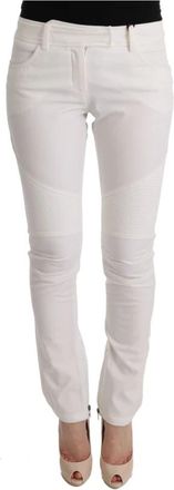Ermanno Scervino Chique Witte Slim Fit Katoenen Broek - Dames - Slim Fit Broeken - Wit - XS - Katoen - Broeken