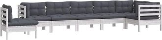 vidaXL Muebles De Jard&iacute;n 8 Pzas Y Cojines Blanco Madera Maciza De Pino Vidaxl