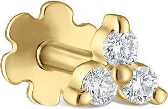 Maria Tash Diamond Trinity Threaded Stud Earring in Yellow Gold at Nordstrom, Size 3 Mm