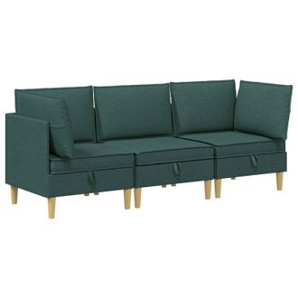 vidaXL Juego De Sof&aacute; Modular Con Almacenamiento 3 Pcs Verde Oscuro Vidaxl
