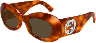Gucci Ladies Black Oval Sunglasses GG1696S 002 51