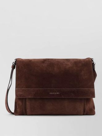 Orciani suede messenger shoulder bag adjustable strap