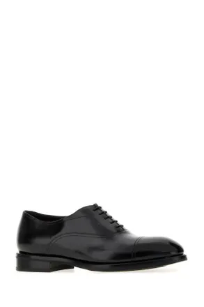 Santoni Cap-Toe Leather Oxford - Black